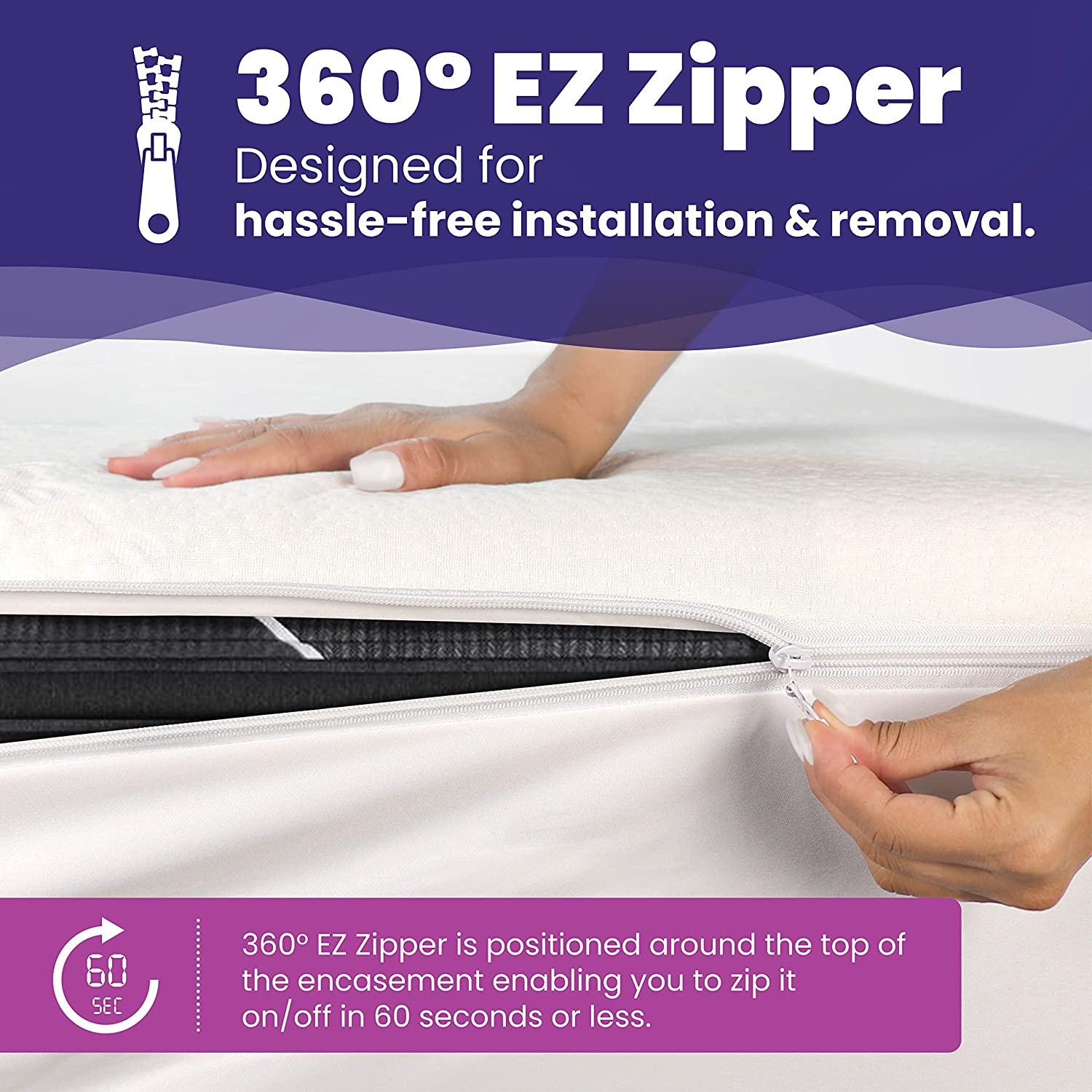 Full Size Bamboo Rayon Mattress Protector with Zipper - 100% Waterproof  Zippered Mattress Cover - Soft & Cooling Noiseless Bed Mattress Covers -  Top