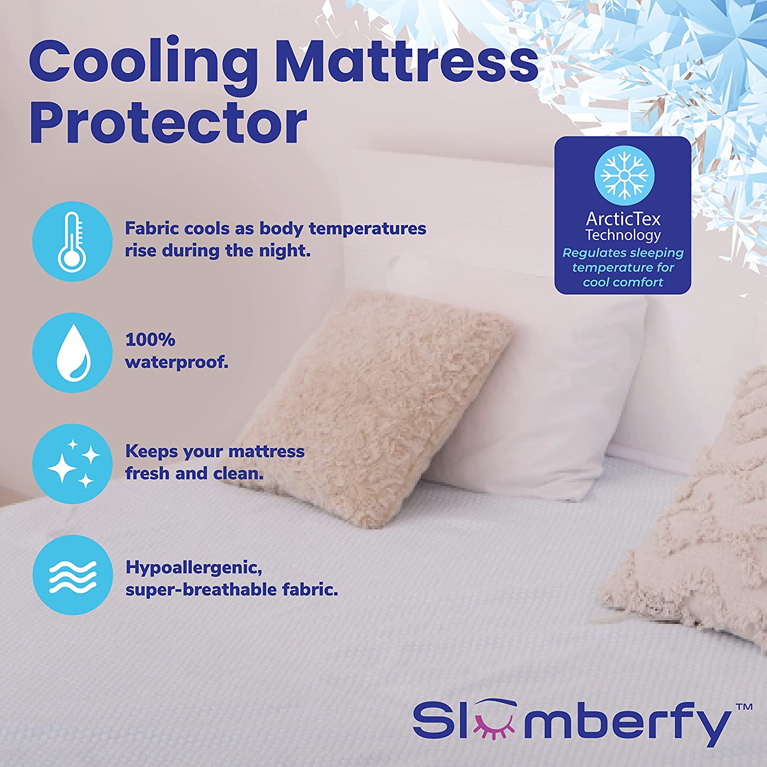Premium 100% Waterproof King Size Mattress Protector, Cooling Tech Bed Mattress Cover Noiseless Soft Breathable Mattress Pad Protection Fitted Style